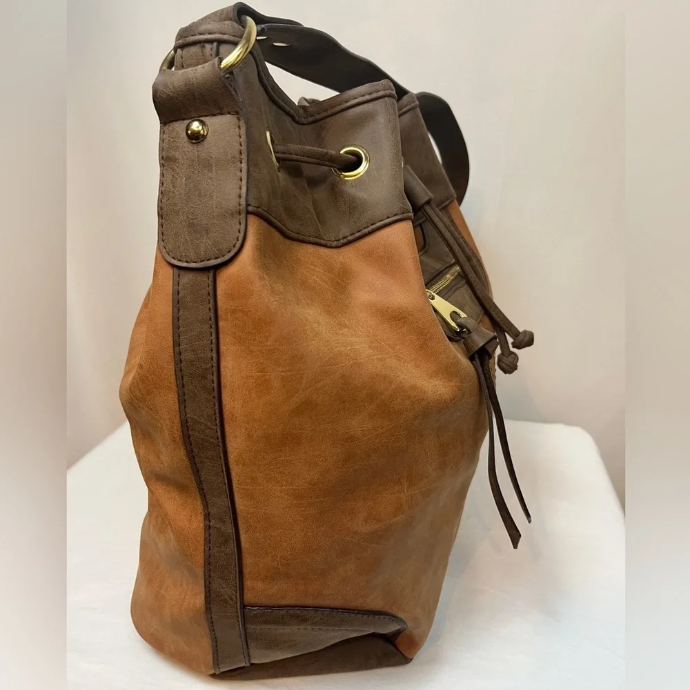 Large Brown Shoulder Bag with Shoulder Strap.